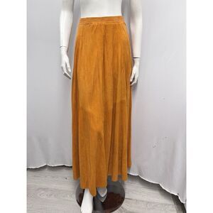 Vintage Long Suede Skirt‎ Camille 80's Bal Harbour Shops Boutique Orange Honey L